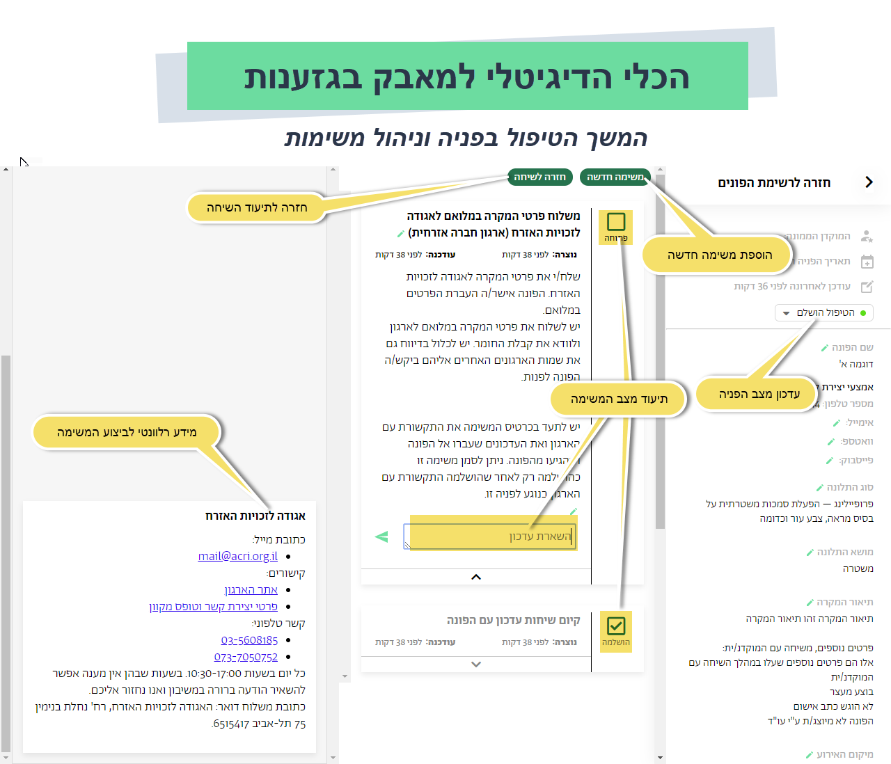 ניהול משימות במערכת